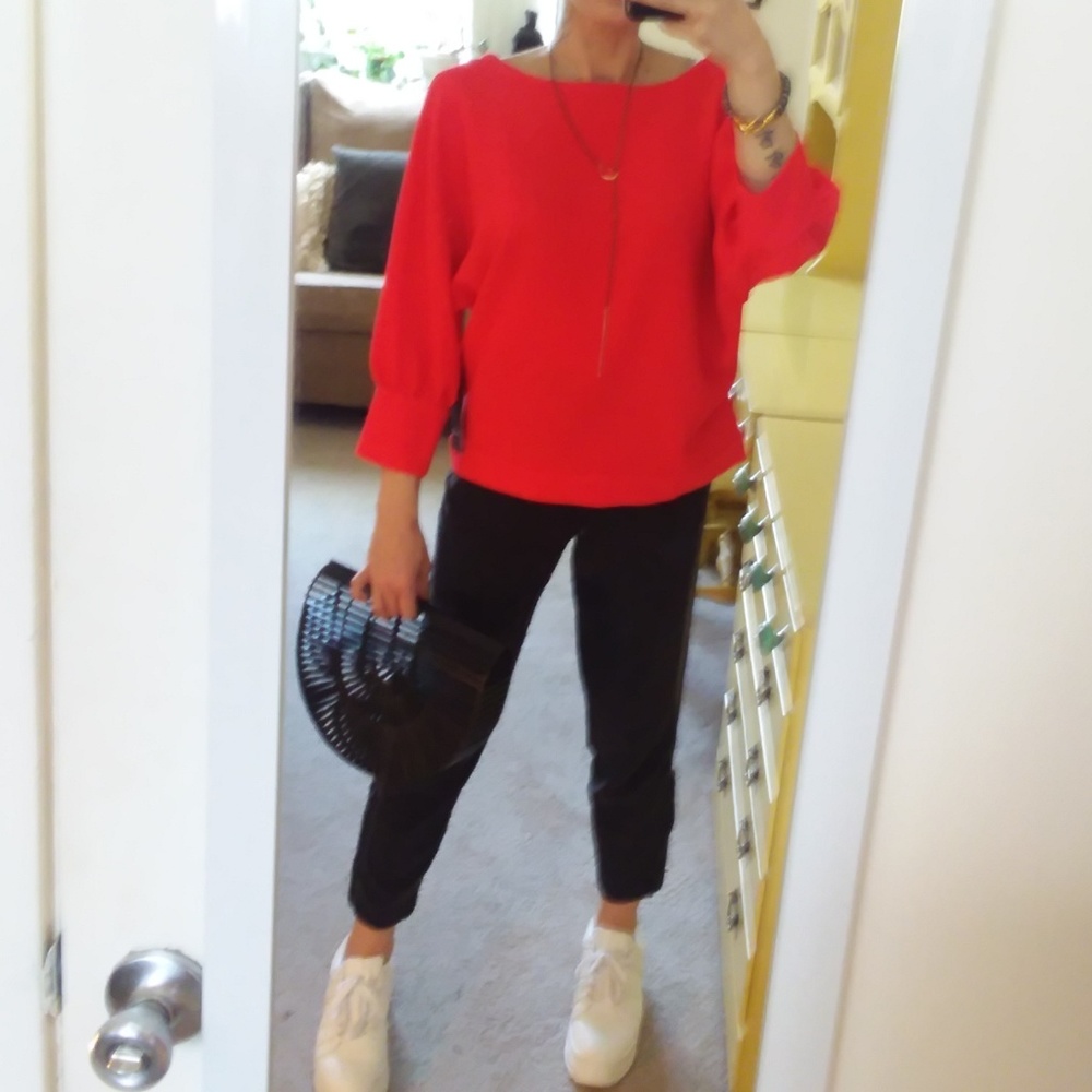 Bright Orange Edgy Shirt long 3/4 Sleeves NWT